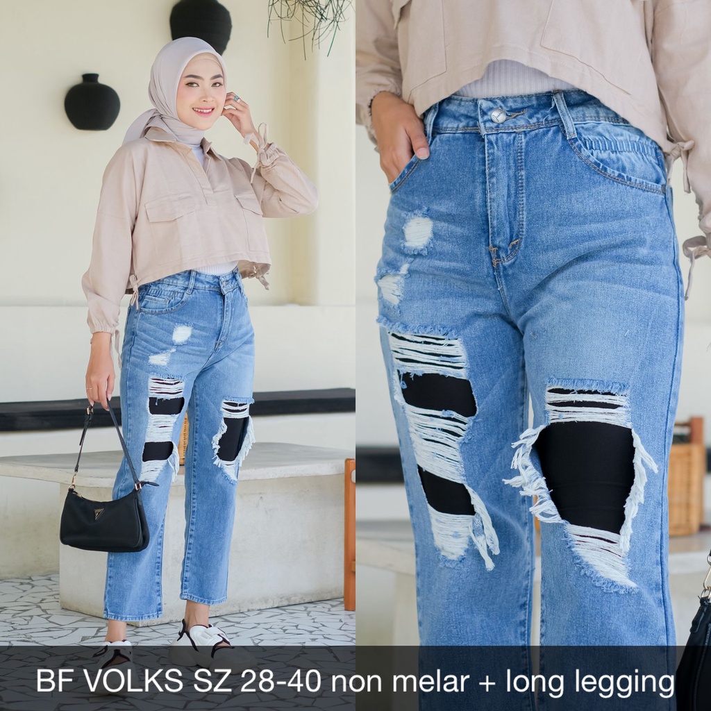 CELANA JEANS WANITA UKURAN NORMAL &amp; JUMBO BF VOLKS NEW - SYSCLOTHIER