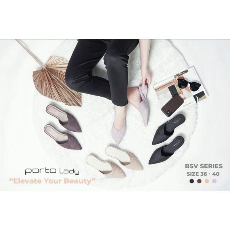 Sandal Sepatu Selop Wedges Wanita Porto Lady BSV 36-40