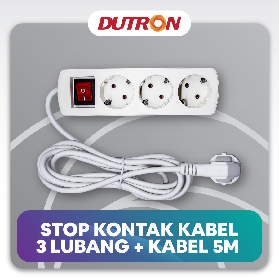 DUTRON Stop Kontak Saklar 3 Lubang + Kabel 5 meter DV-SKK-35