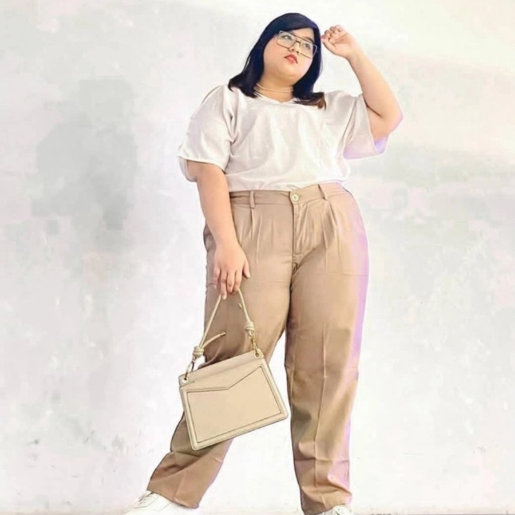 Baggy Pants Jumbo Big Size BB 85 - 110 Kg / Celana Panjang Wanita Bahan / Celana Kerja Wanita