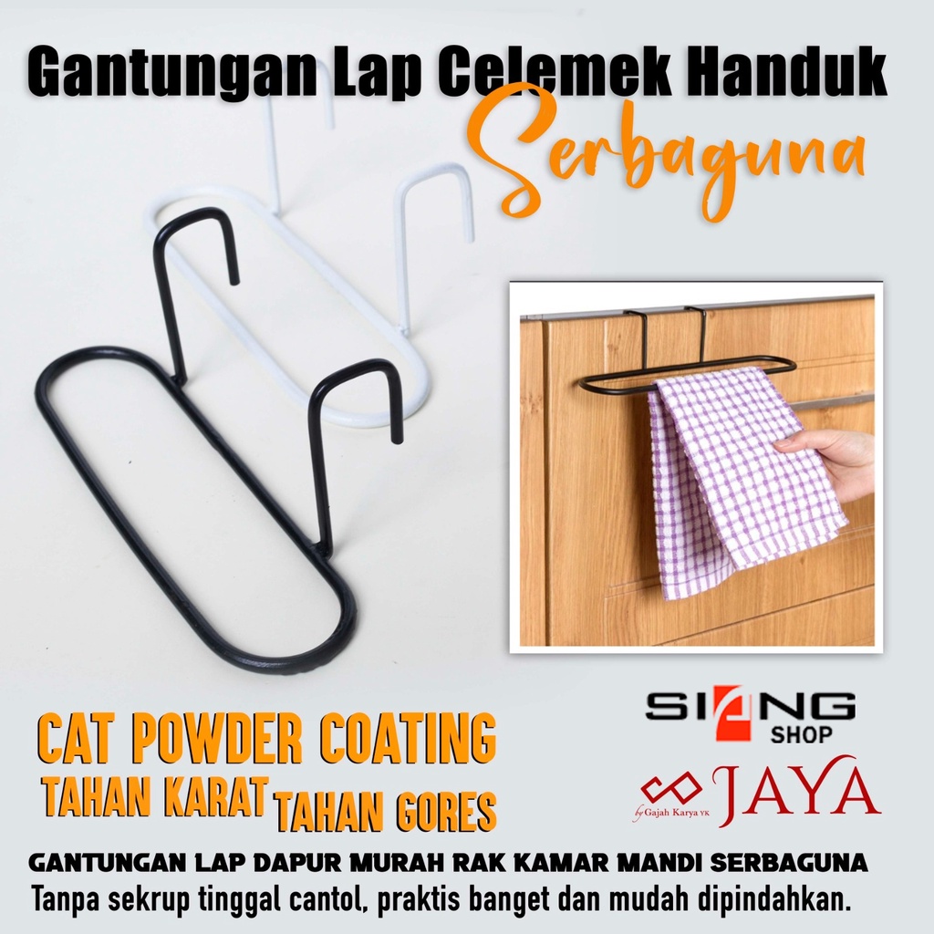 Gantungan Lap Celemek Handuk Hook Pintu Lemari Dapur WC dll Besi KUAT