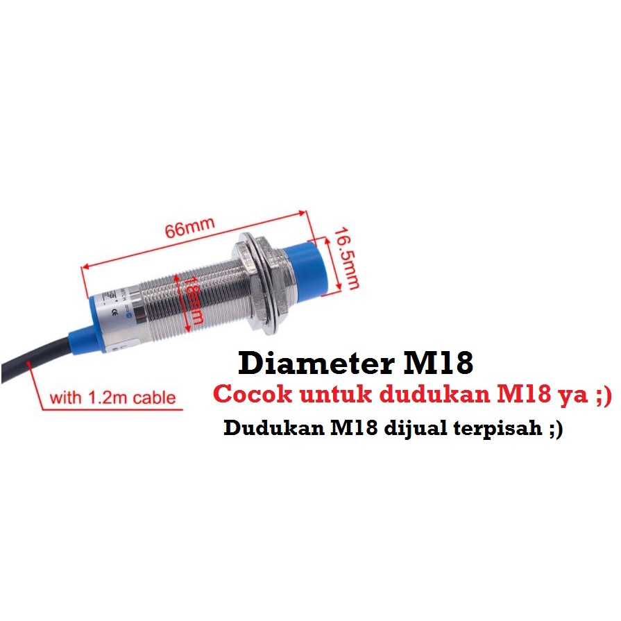 [HAEBOT] Inductive Proximity Sensor Induktif NPN NO 8mm LJ18A3-8-Z/BX 6-36V DC LJ18A3 8 Z BX Metal Detector Normally Open Limit Pendeteksi Logam 18mm M18