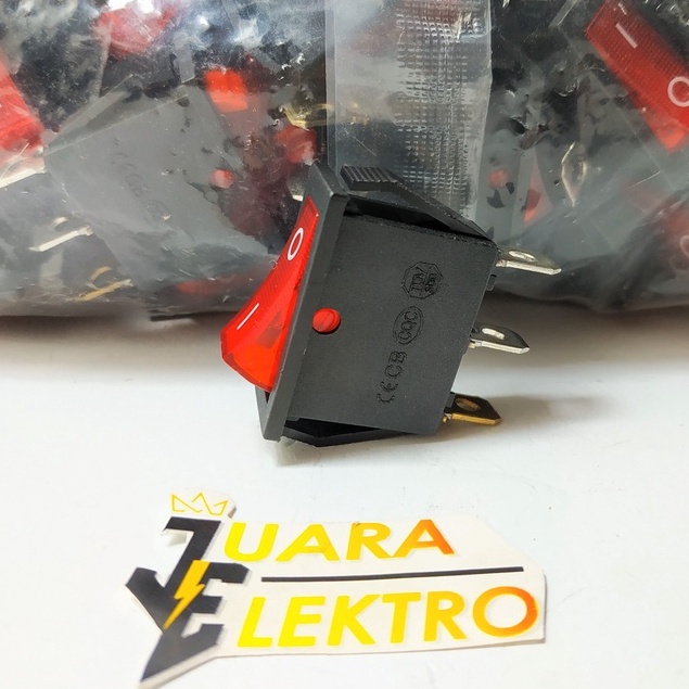 Switch On / Off Stavol + Lampu Tipis 3 PIN | Switch Power Sedang / Tanggung + Lampu