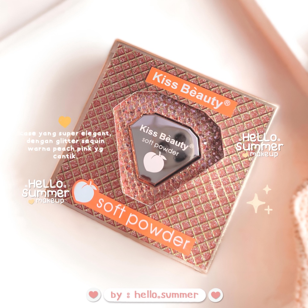 Diamond Peach Soft Powder &amp; Cream Foundation Bedak Padat Full Coverage 20gr KISS BEAUTY Thailand