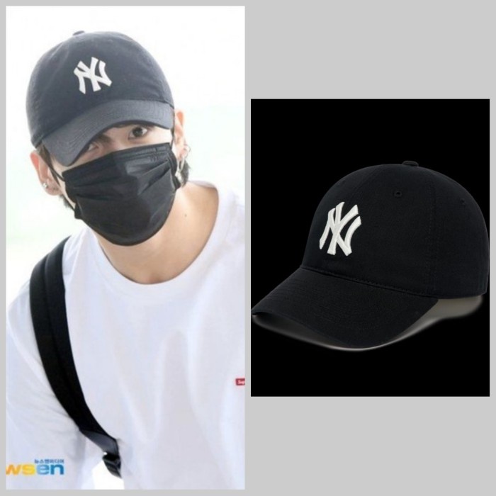 hat / po dp official bts jk jungkook mlb ballcap black topi