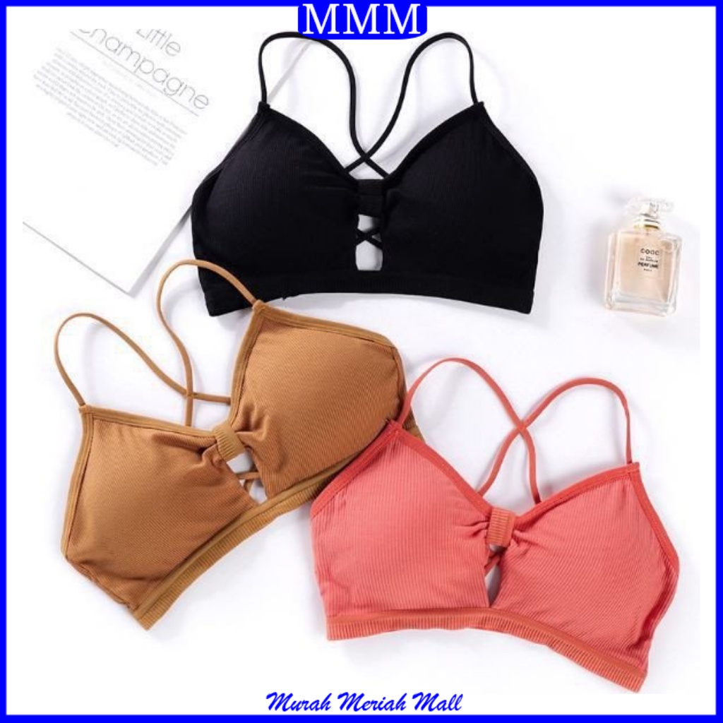 MMM Bra Fashion Sport Wanita Bentuk Pita Bra 006 Bra Wanita Tanpa Kawat Bahan Halus BH Pakaian Dalam