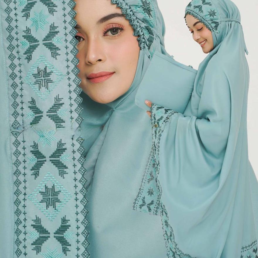 ➢ Mukena Bordir Khadijah Songket Jumbo Mukena Premium Bordir Full Mukena Jumbo Aminah TAS SESUAI DEN