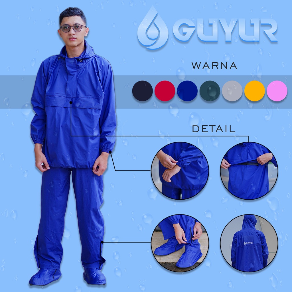 Jas Hujan Model Kangguru Lengkap Dengan Sepatu  saku Anti Bocor  Setelan Pria Wanita dewasa raincoat anti air Mantel bahab import model jaket 100% tida rembes tembus