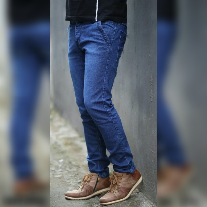 Celana jeans pria panjang slim fit skiny levis hitam pensil jumbo stretch melar