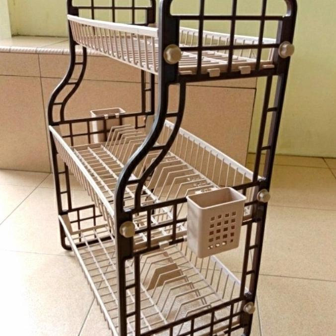 Termurah Rak Piring Plastik 3 Susun Lucky Star Tebal Murah/Rak Dapur 3 Susun New