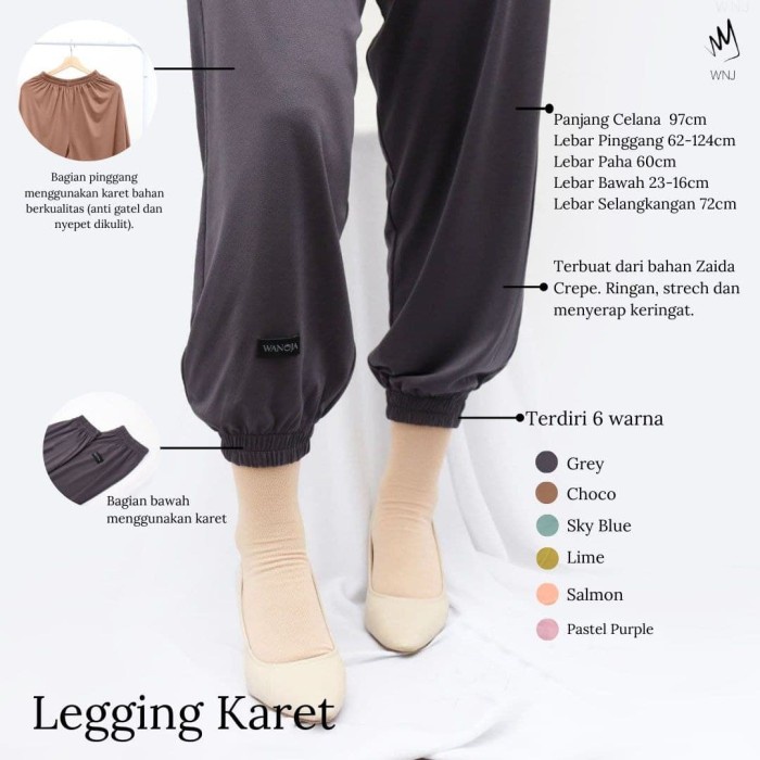 Legging Karet Celamis Jumbo Wnj Wanoja Hijab Adem Inner Polos Gamis - Matte Lilac