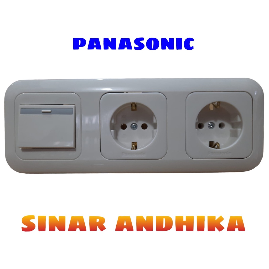 SAKLAR ENGKEL LEBAR + STOP KONTAK DOUBLE NON CP PANASONIC WEJ 7823 411111