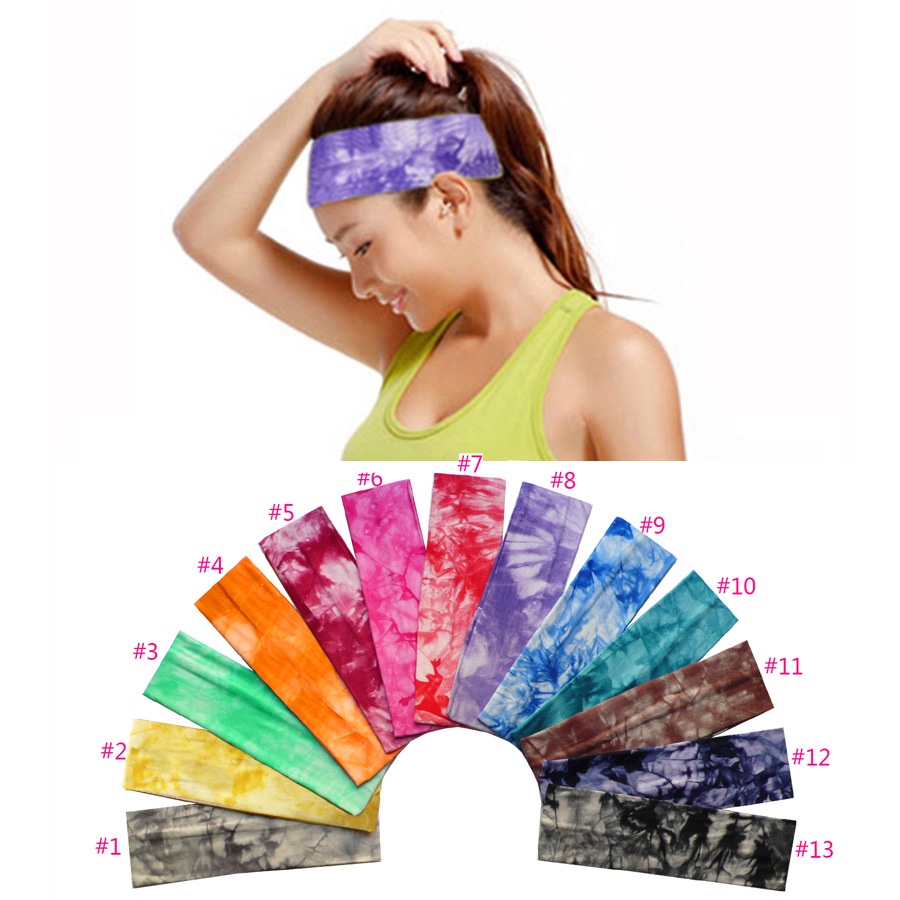 Bandana Hair Accessories Hairband Eropa Dan Amerika Baru Bohemian Elastis Olahraga Ikat Kepala Wanita Tie-dye Cross Ikat Kepala Yoga Bertepi Lebar Sorban Bulang