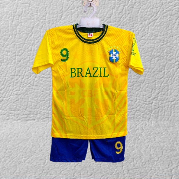 setelan baju bola anak brasil/baju bola anak negara brasil