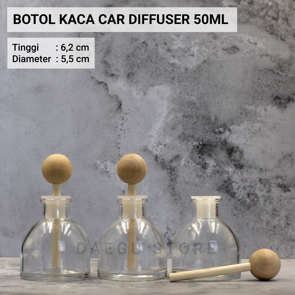 Botol Kaca Car Reed Diffuser BENING 50ml - Parfum Mobil Tutup Kayu