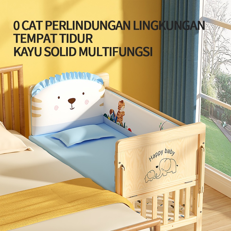 Tempat Tidur Kayu Bayi Multifungsi / Box bayi/Meja / Tempat Tidur Bermain / tempat tidur ayunan / Kotak bayi