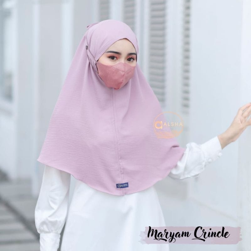 Jilbab Khimar Bergo Maryam Crincle Ori Alsha