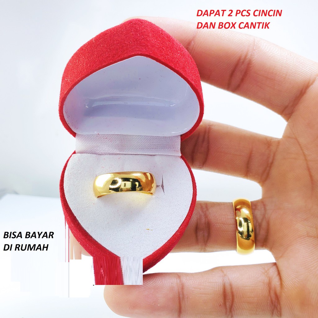 Cincin COUPLE Titanium pasangan Udah Dapat 2 Pcs + Box Cincin, Mata Banyak Pilihan Cincin Stainless Steel Polos