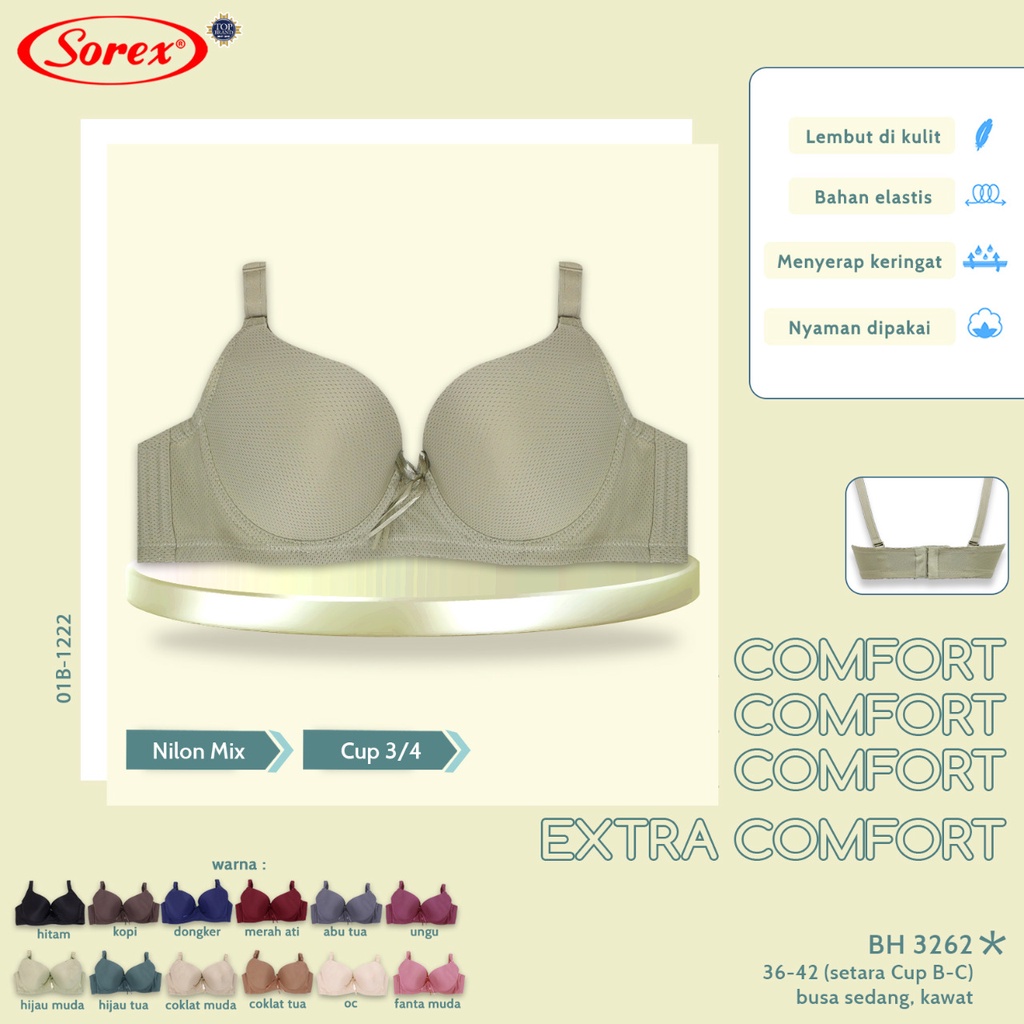 Bh Sorex 3262 | Bra Sorex 3262 Busa Tipis Pakai Kawat Kait 3