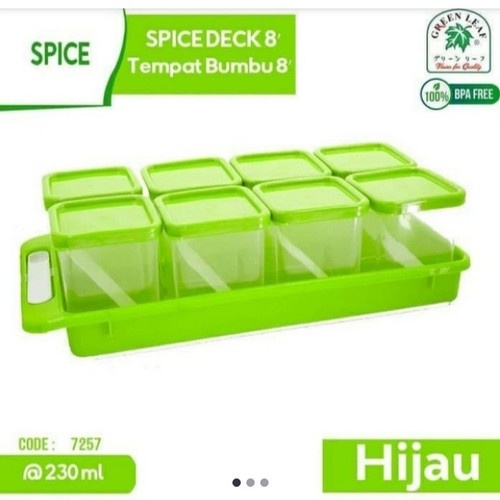 Green Leaf 7257 Tempat Bumbu Dapur Isi 8 Box + Sendok /Spice Box