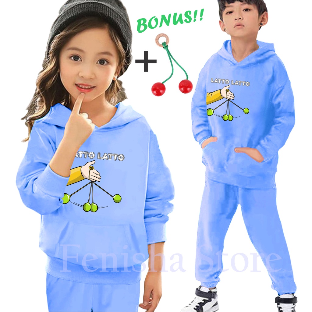 Lato Lato Viral Setelan Dan Atasan Sweater Hoodie Anak Laki Laki/Perempuan Usia 4-13+Tahun Bisa Bayar Ditempat COD