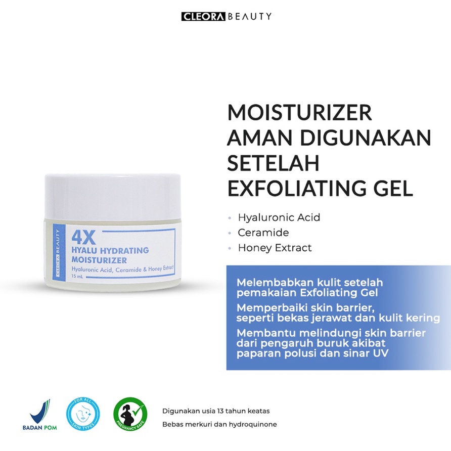 Cleora 4X Hyalu Hydrating Moisturizer 15ml / Pelembab Wajah Cleora beauty