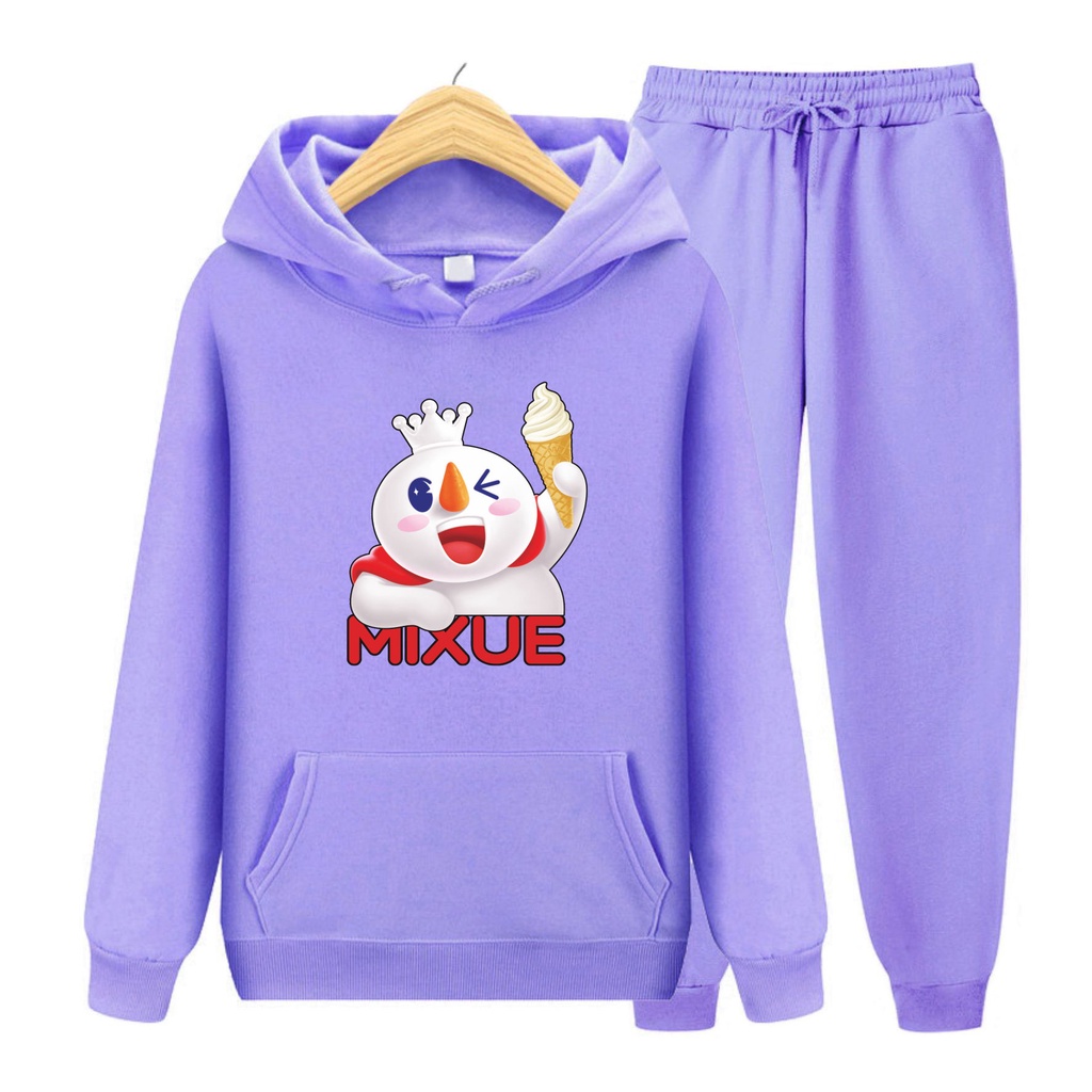 Fenisha Store MIXUE ICE CREAM VIRAL Setelan Sweater Hoodie Kupluk Anak Laki-Laki Dan Perempuan Usia 4-13+Tahun Bisa Bayar Ditempat COD