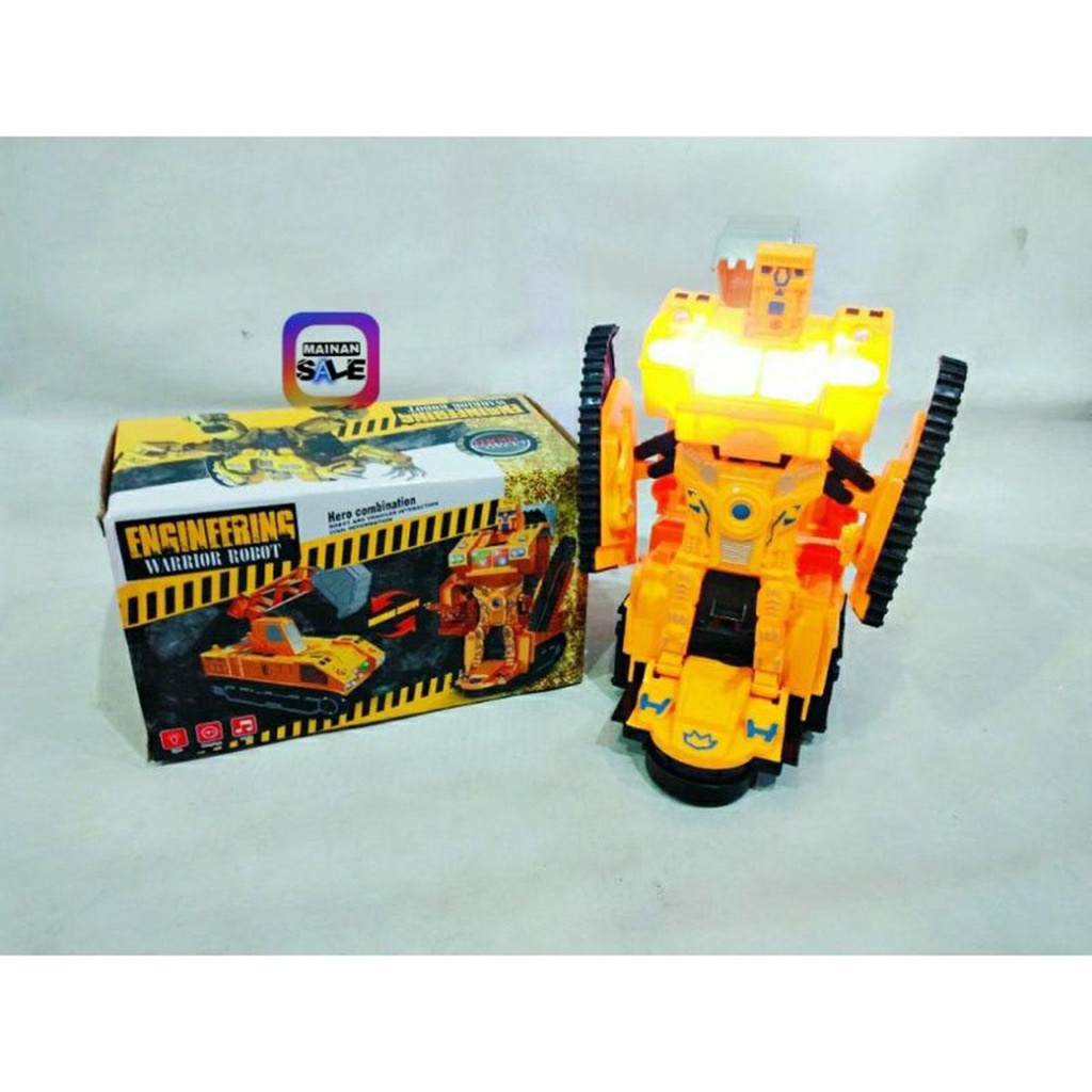 Engineering Warrior Robot Kuning / Mainan Anak Laki Mobil Robot berubah jadi Tank Beko /Mainan Cowok (Gratis Ongkir)