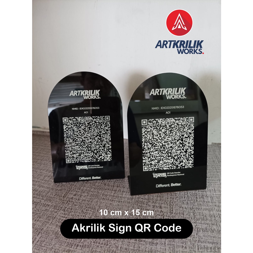 Akrilik Sign Display kode QR / QR Stand / Standing QR Code Modern minimlis Meja Kafe Resto Kasir