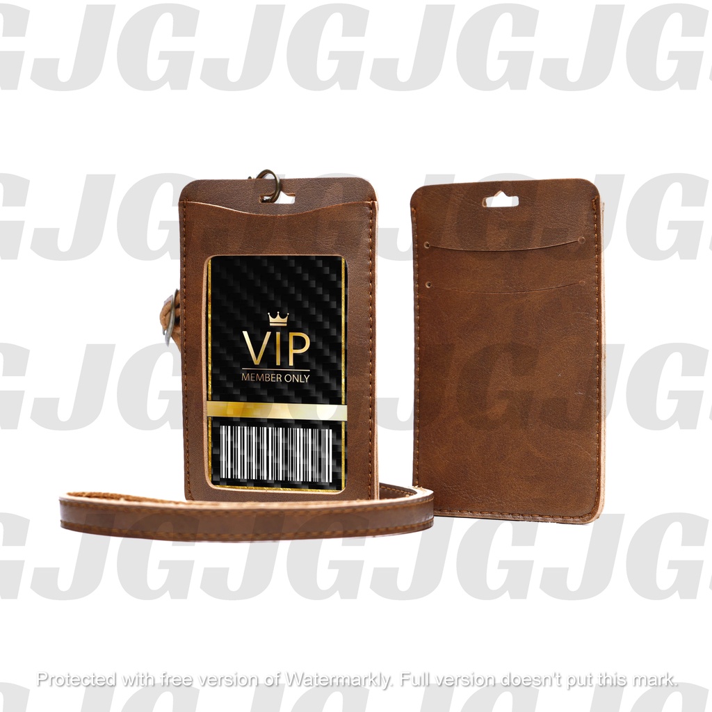 

ID Card Holder Kulit Model ERSHI Kalung Holder Lanyard Name Tag Kulit Souvenir Kantor