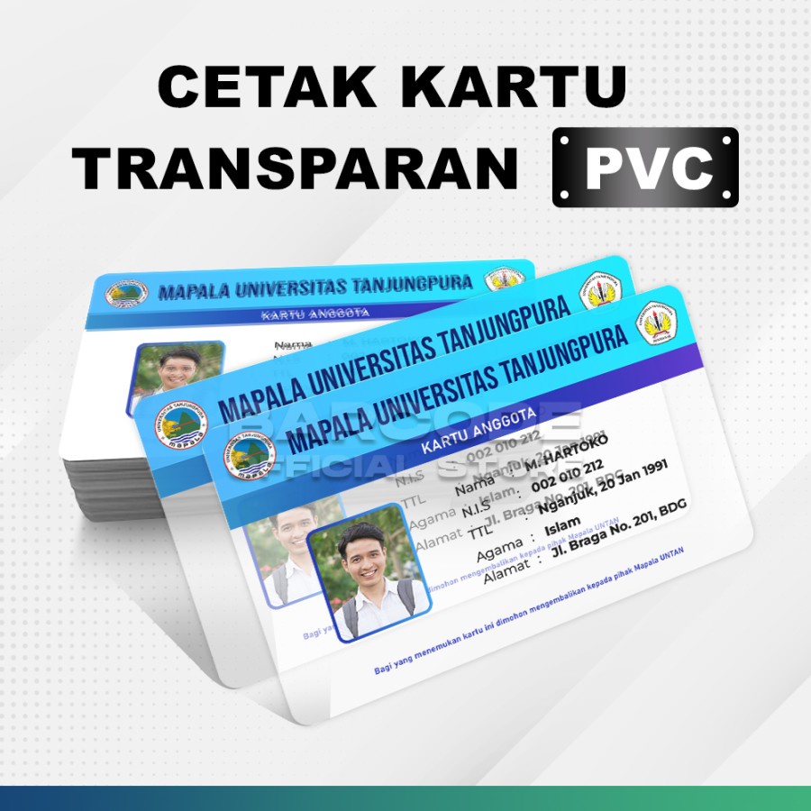 

Custom Preprinted ID Card Kartu Anggota Transparan PVC 100 Pcs