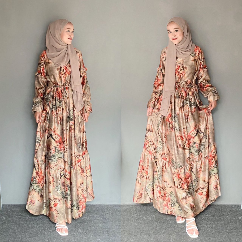 Gamis Terbaru 2023 Lebaran Wanita // Gamis Wanita Remaja Dewasa Matt Silk Premium Import Mix Outer Babydoll // Gamis Polos Mix Outer Bunga ELEGAN MEWAH SOFT PRINT HIGH QUALITY / GAMIS KONDANGAN PESTA KEKINIAN / Gamis Murah real pick Dress Busana Muslimah