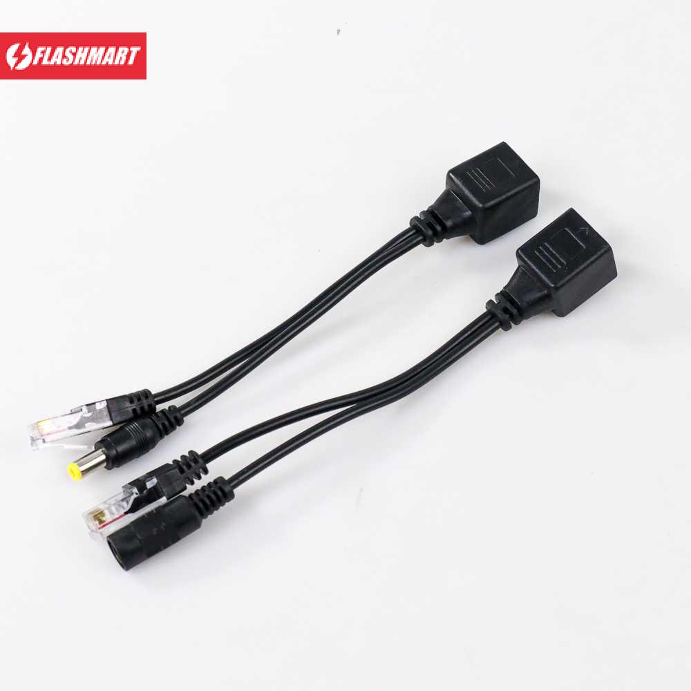 Flashmart Passive PoE Power Over Ethernet Cable with Male &amp; Female Power Plug - D1350