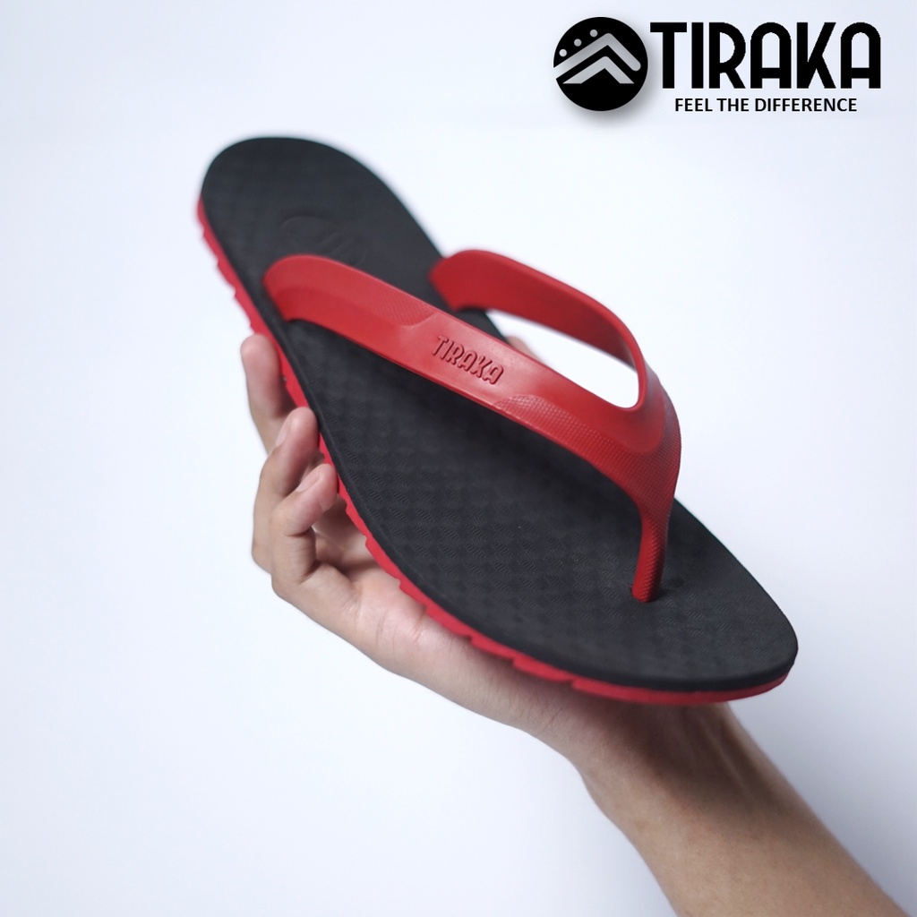 Sandal Sendal Jepit Capit Pria Flip Flops Kuat Elegan Elastis TIRAKA SANIP Hitam Merah