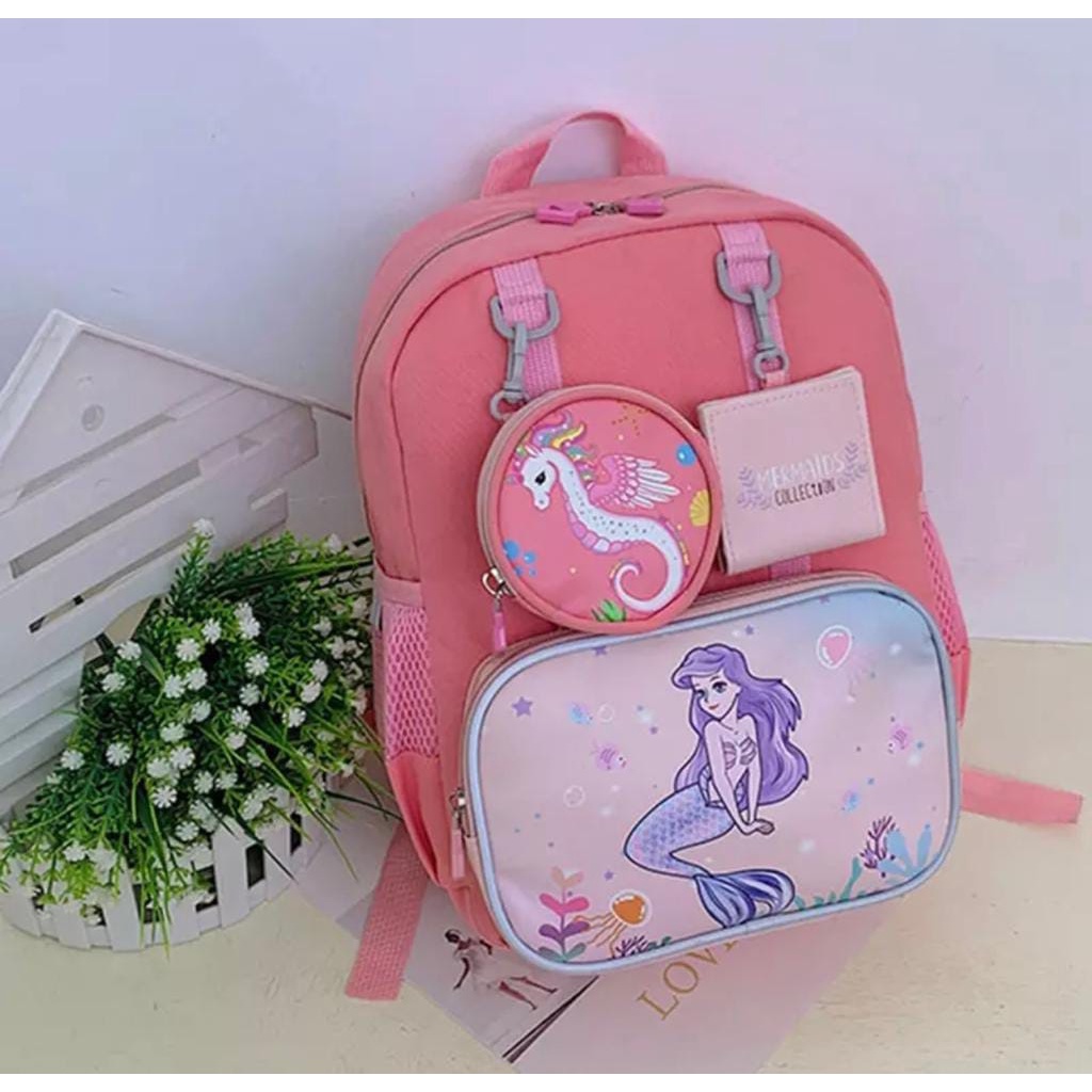 GGS  Tas Sekolah Anak Perempuan Dan Laki Laki ANTI AIR TK Sama SD Ransel Import Lucu Tebel Karakter 5 tahun 6 tahun 7 tahun Anti Basah Anti Hujan Avenger Dino  Frozen My Little Pony murah gado 2023