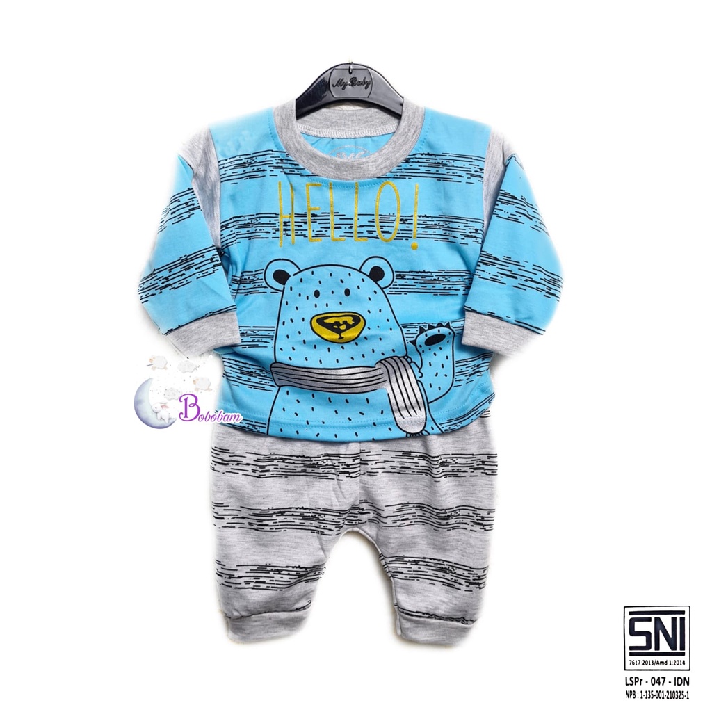 BOBOBAM BAJU BAYI LAKI LAKI SETELAN ANAK COWO LUCU STELAN COWOK 6 12 BULAN KEREN TRENDY KEKINIAN BEAR TANGAN PANJANG