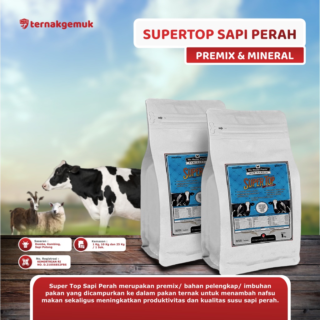 PREMIX MINERAL SAPI PERAH PREMIUM- SUPER TOP SAPI PERAH - PELENGKAP PAKAN KONSENTRAT SAPI PERAH PENI