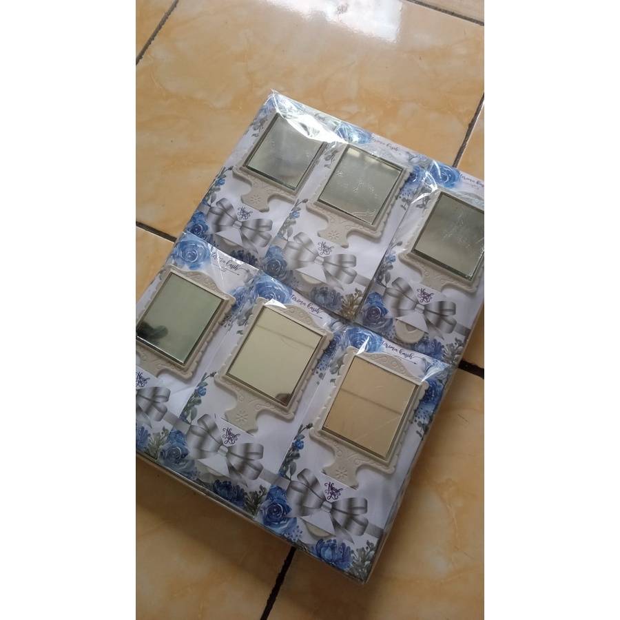 50PCS KACA KOTAK / CERMIN PUTIH ALAS SHABBY KEMAS PLASTIK