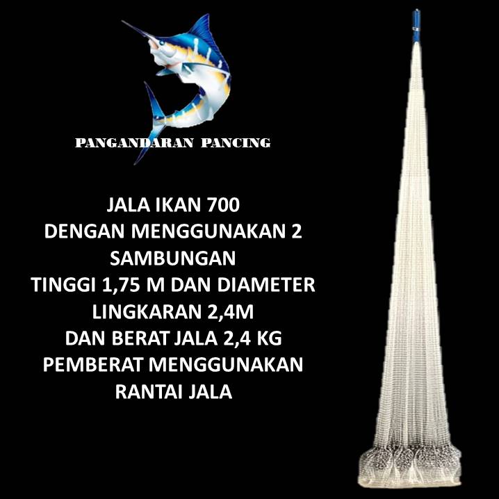 Jala lempar ikan dan udang Jala ikan ukuran 700 mata