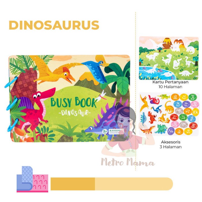 

STK- Buku Stiker Velcro Mainan Edukasi Anak BUSY BOOK Puzzle Sticker - BB Dinosaur