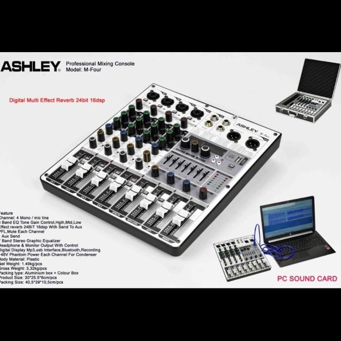 Mixer Audio Ashley M Four 4Ch Free Koper ( Usb,Recording,Bluetooth )