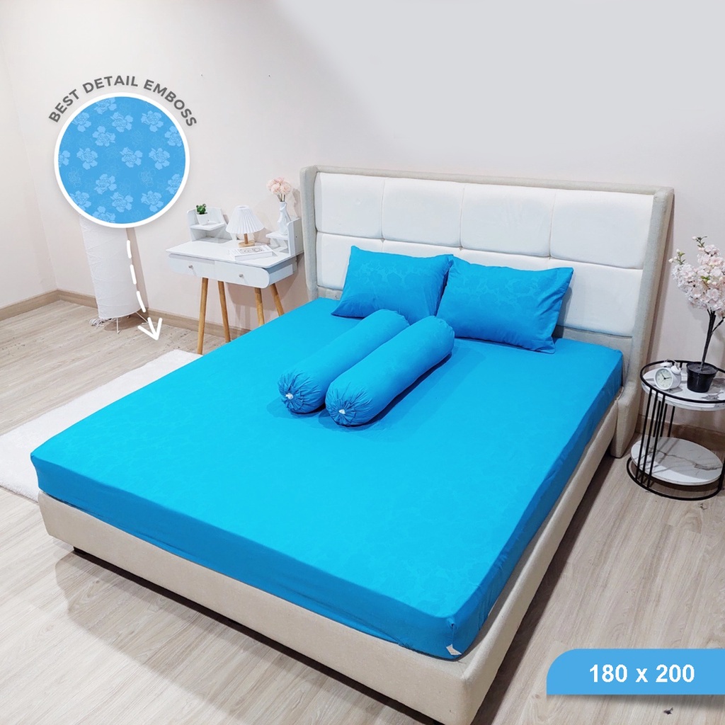 [✅COD] Set Sprei Seprei 180x200 Dan 4 Sarung Bantal Guling Homemade Katun Polos Embos Dekorasi Kamar Perlengkapan Rumah