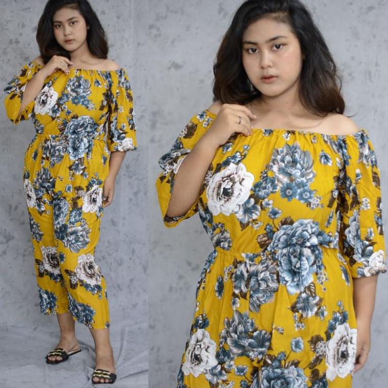 Terpercaya jumpsuit bali jumbo lengan tanggung celana panjang