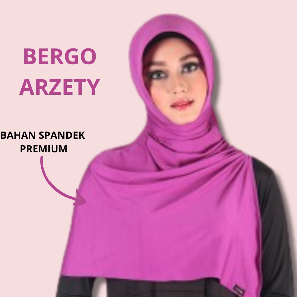 Hijab Bergo Arzety Belah Samping Ped Antem Polos