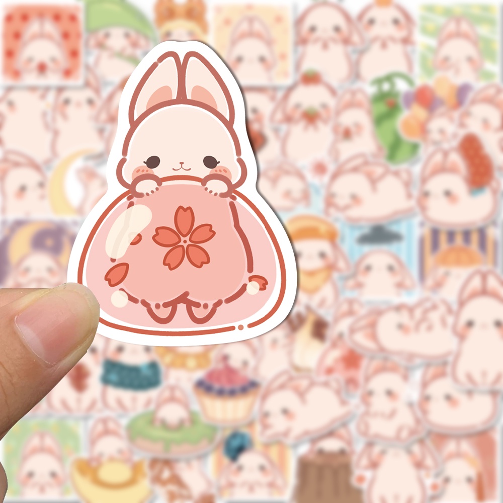50 Pcslittle Rabbit Cheese Kartun Stiker Lucu Kreatif Tangan Aksen Stiker Komputer Cangkir Air Tahan Air Decal