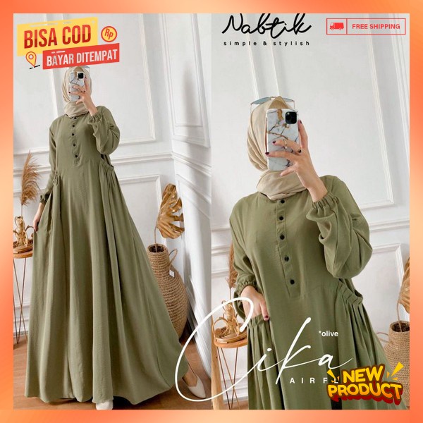 Bsju Gamos Andin Branded Crincle Dress Muslim Cewek Trendi Gmis Lebaran 2023 Busana Sari Perempuan D