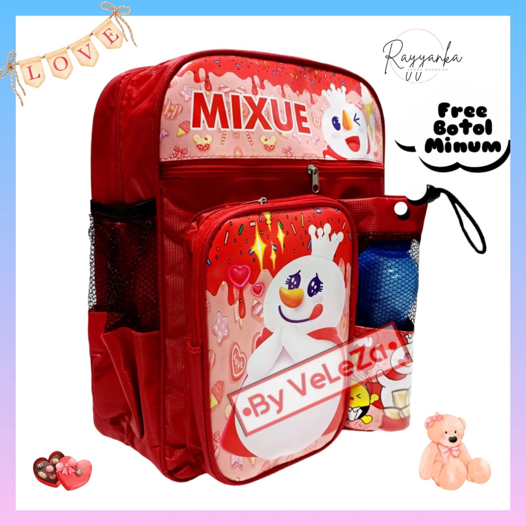 Tas Ransel Anak Laki Laki &amp; Perempuan Model Miixee Gratis Botol Minum Untuk Paud Tk &amp; Sd