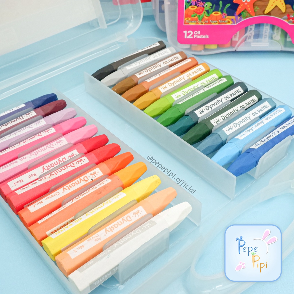 Crayon Hexagonal Dynasty Oil Pastel Warna Box Transparan Krayon Mewarnai Crayons Color Colour + Box