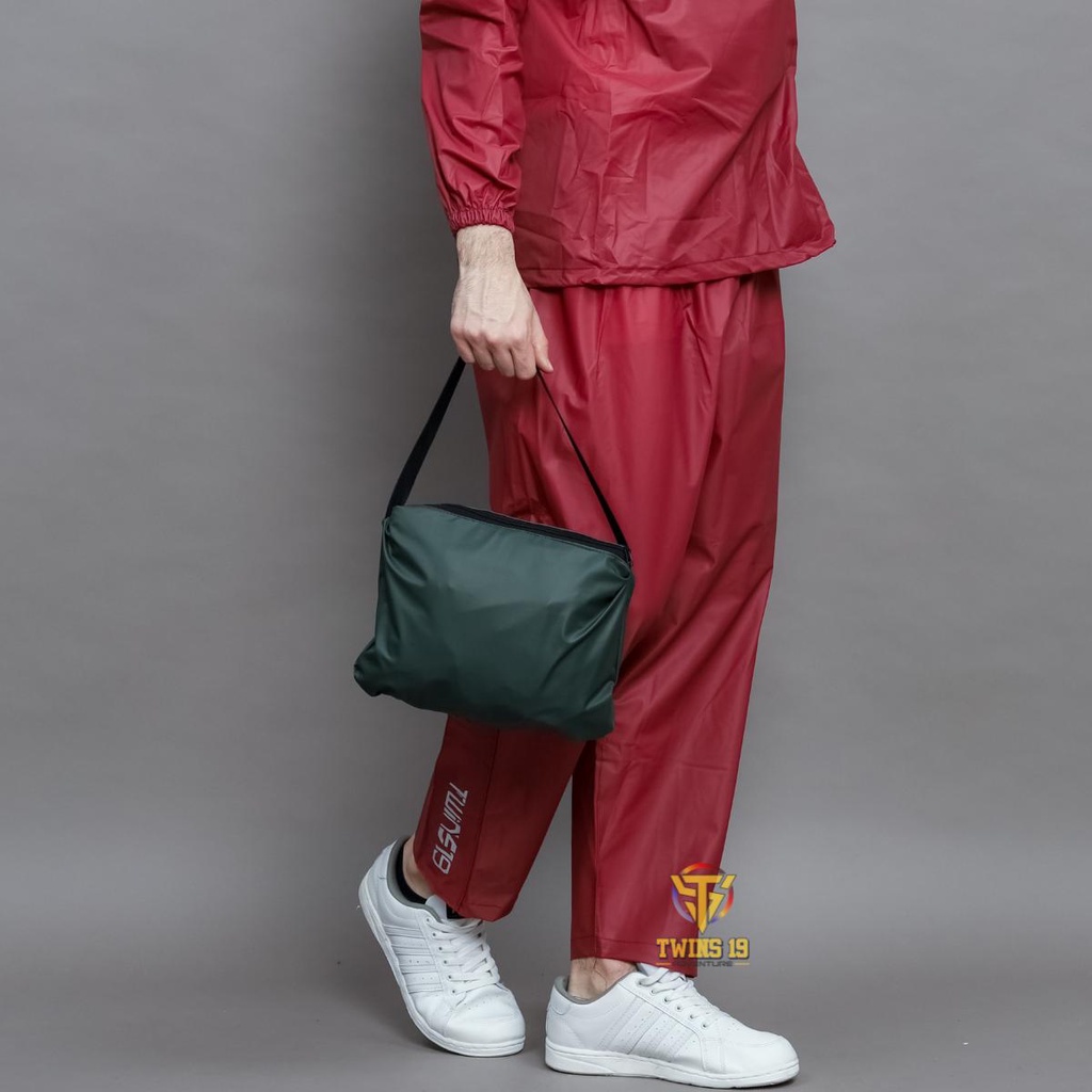 Jas Hujan TWINS19 Jas Hujan Saku Kangguru Pria Wanita Dewasa Anti Air Bahan PVC tebal