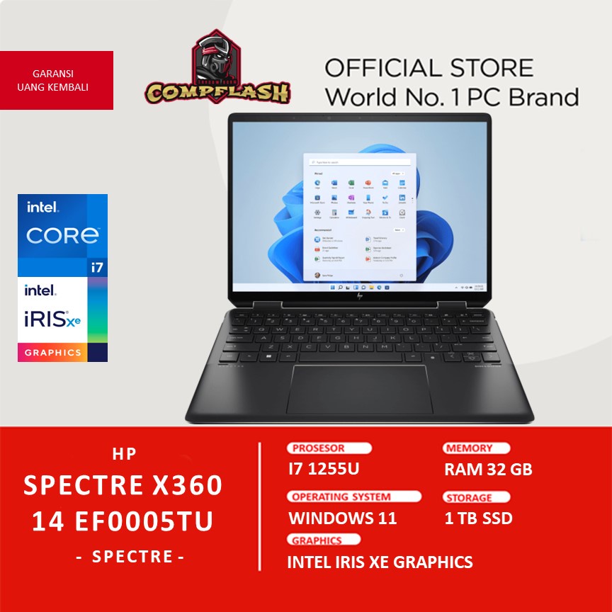 LAPTOP HP SPECTRE X360 14 EF0005TU TOUCH I7 1255U RAM 32GB 1TBSSD IRISXE BLIT PEN